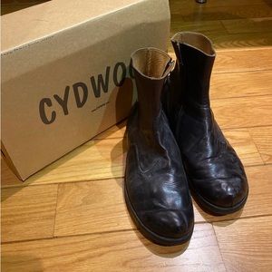 Men’s Black Leather Ankle Boots by CYDWOK Size 11